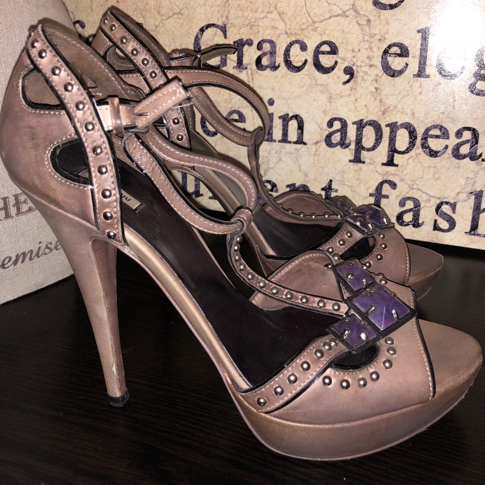 Miu Miu purple studded heels size 40